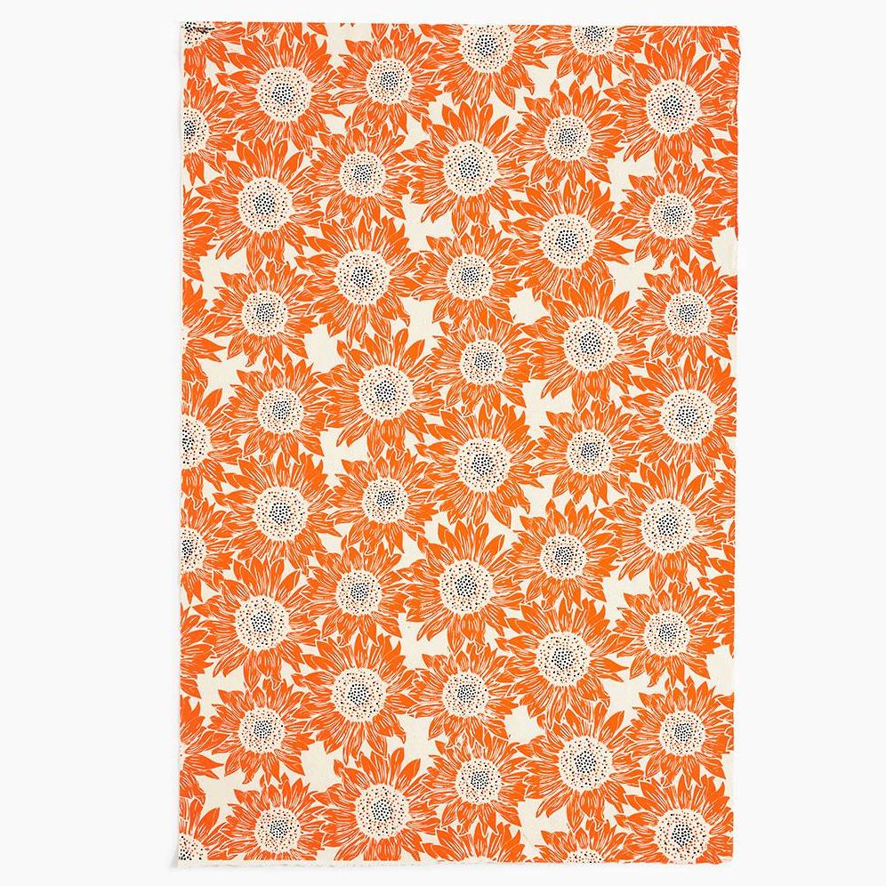 Orange Flowers on Cream Handmade Paper