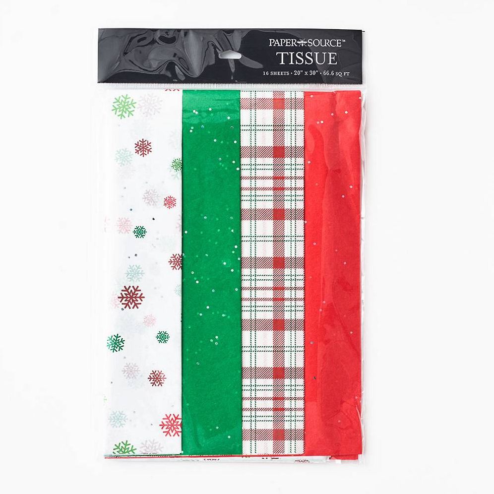 Red/Green Snowflake and Plaid Tissue Paper