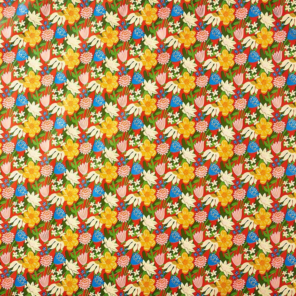 Retro Flower Market Stone Wrapping Paper
