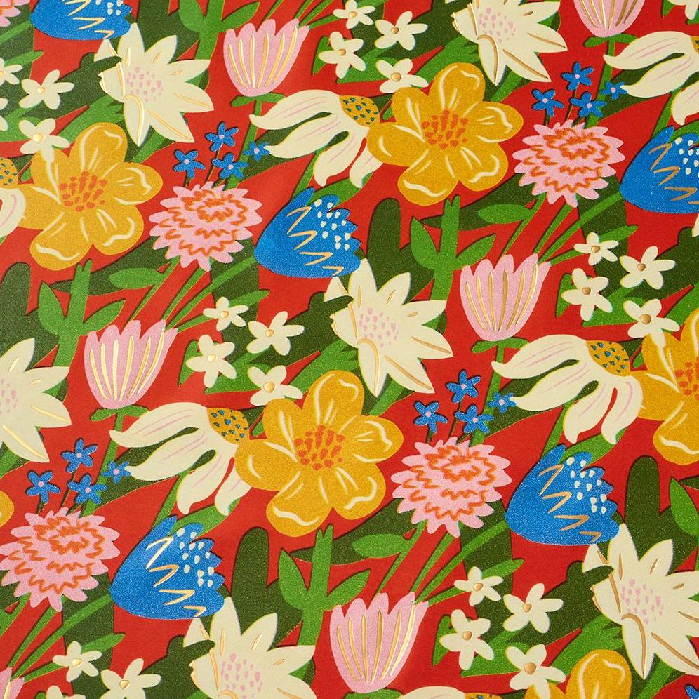 Retro Flower Market Stone Wrapping Paper