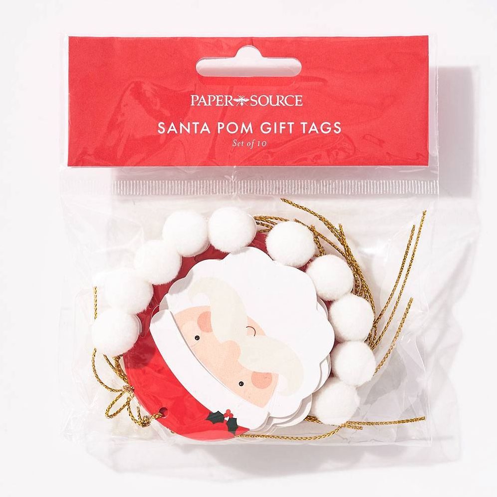 Santa Pom Gift Tags Set/10