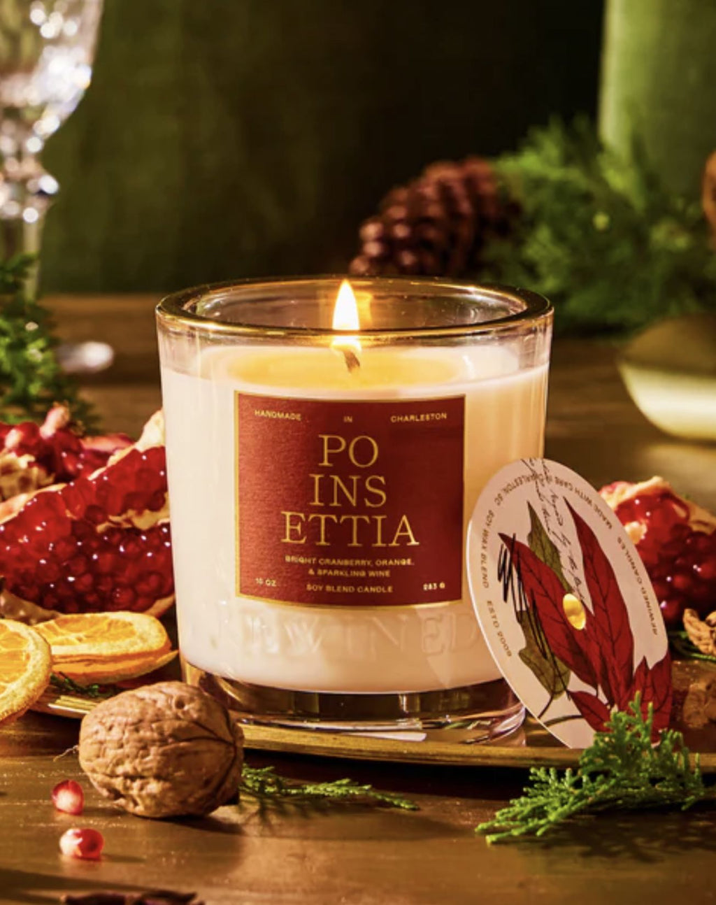 Rewined Poinsettia Candle