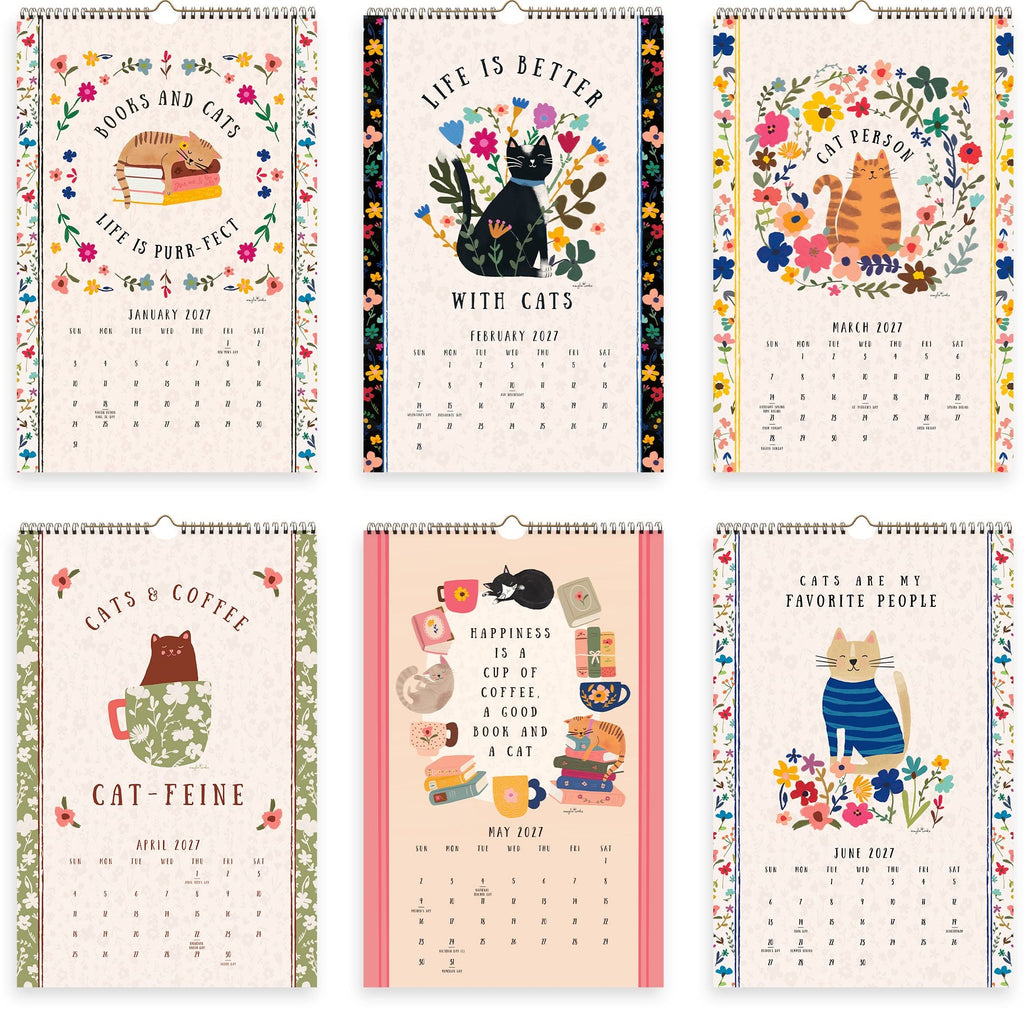 2027 On the Bright Side Cat Person Grid Wall Calendar