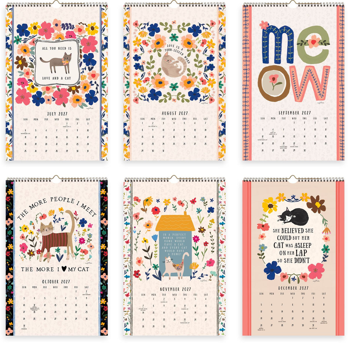 2027 On the Bright Side Cat Person Grid Wall Calendar