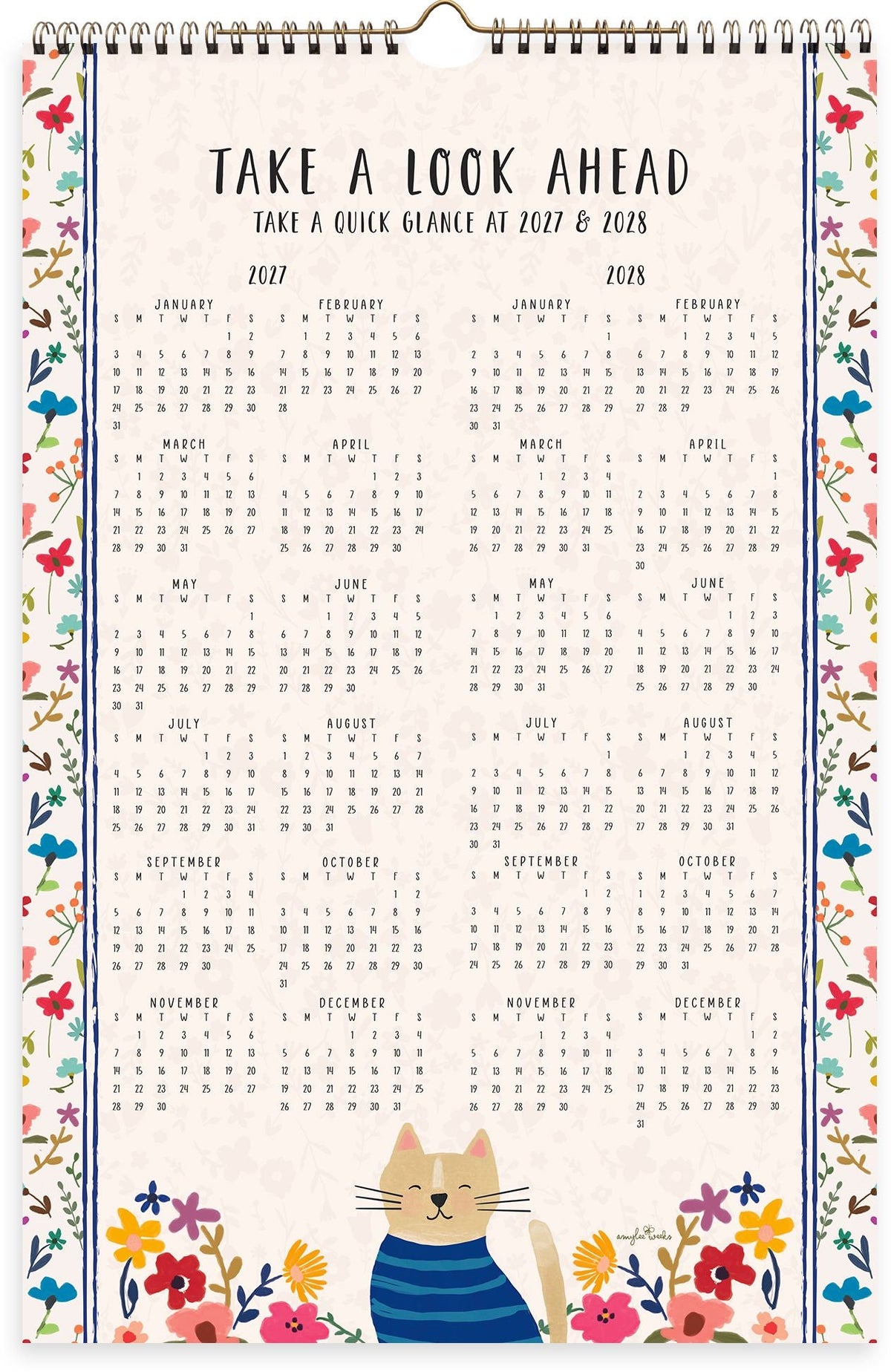 2027 On the Bright Side Cat Person Grid Wall Calendar