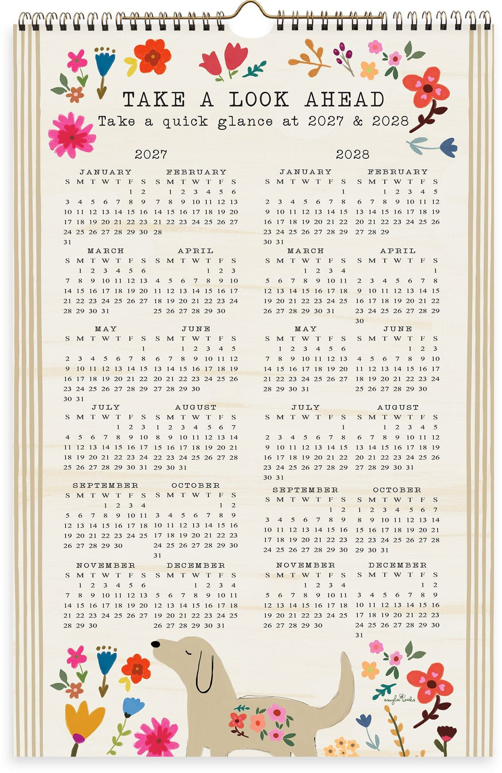 2027 On the Bright Side Chase Your Dreams Grid Wall Calendar