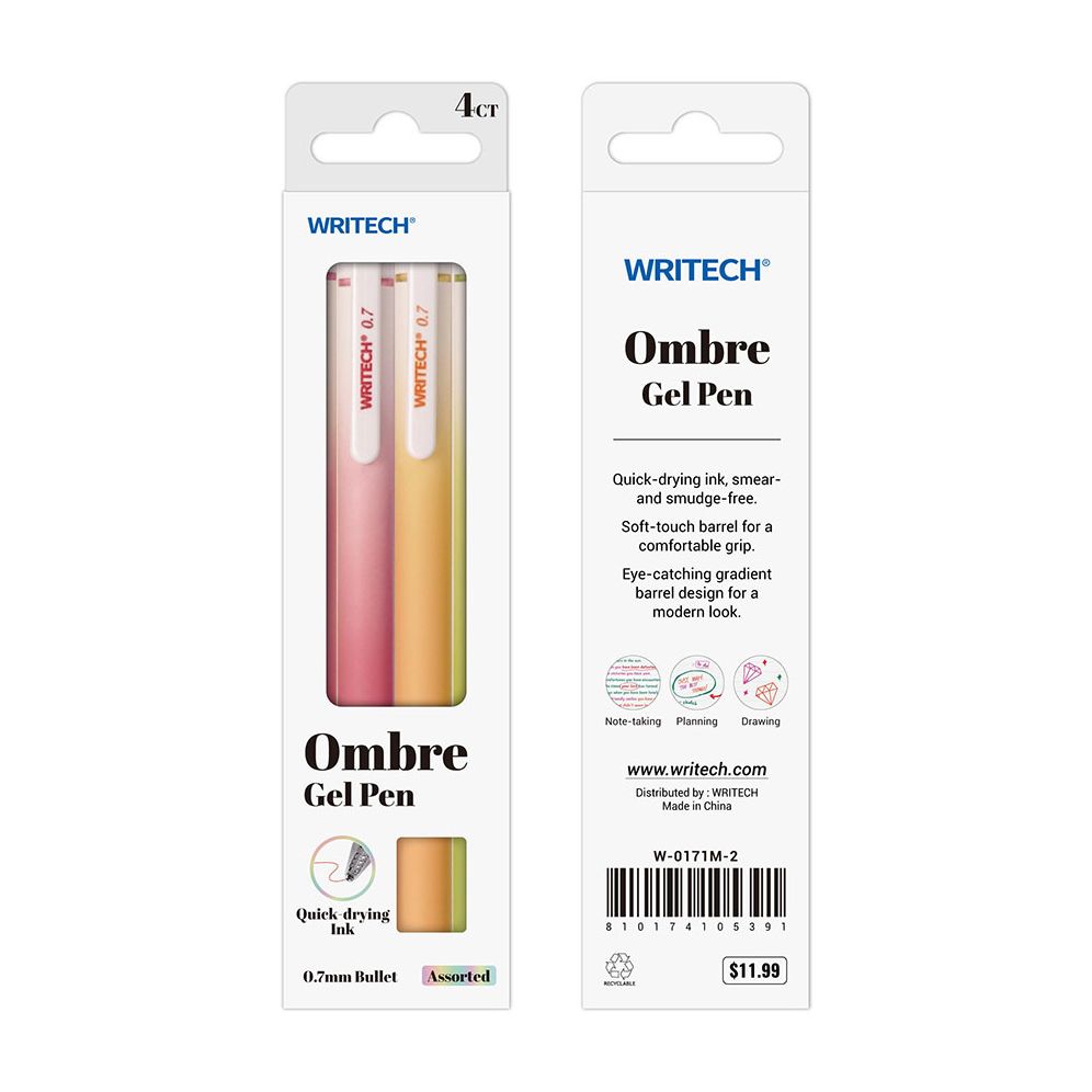 Ombre Sherbert Gel Pen S/4 - Assorted Ink