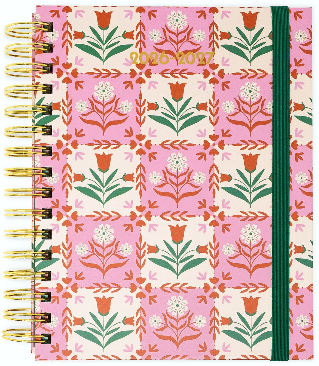 2026-2027 Bando 17 Month Medium Planner, Pink Tile Floral