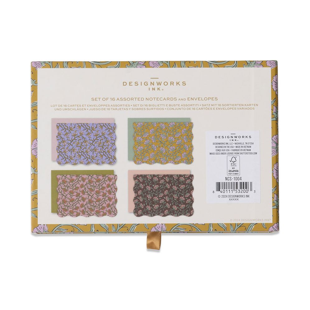 Vintage Floral Scalloped Notecard Set