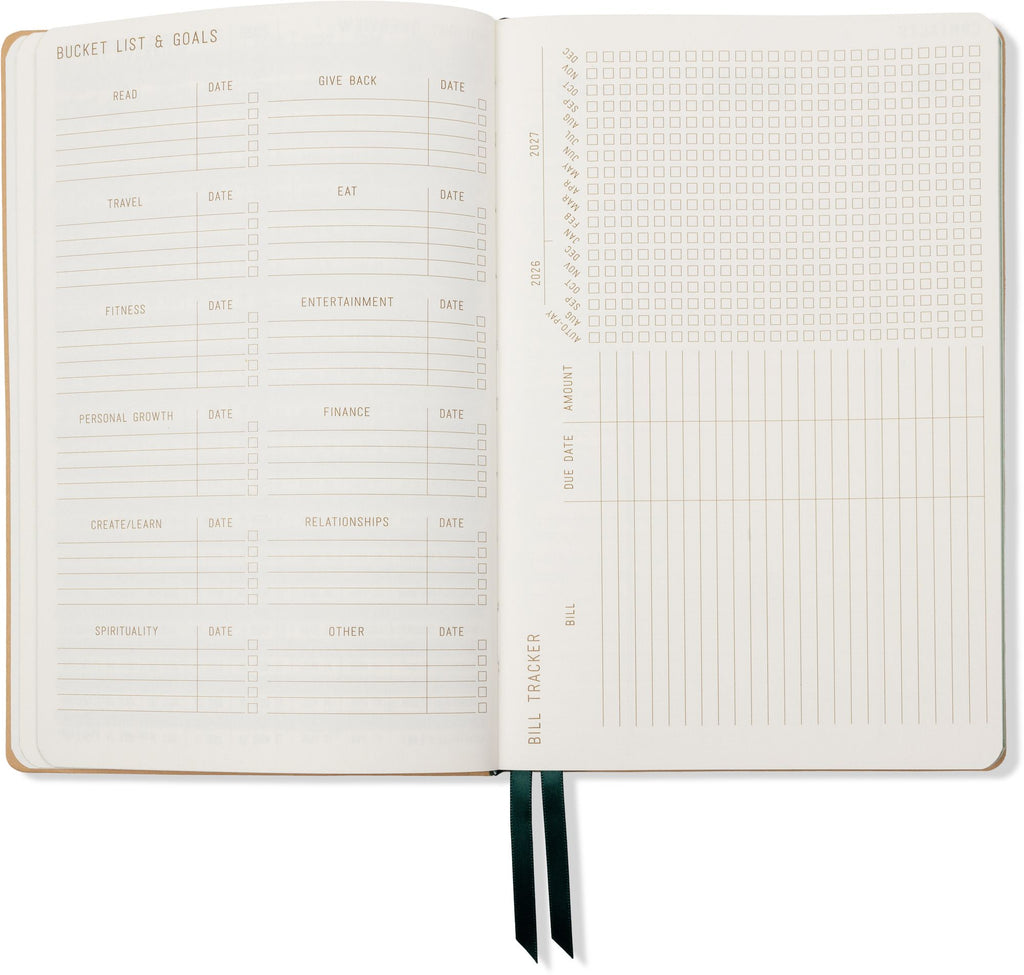 2026-2027 Monotone Bouquet Leatherette Weekly Desk Planner