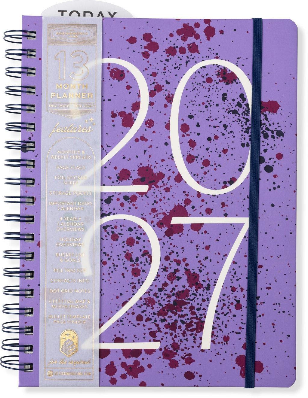 2027 Purple Paint Splatter Weekly Desk Planner
