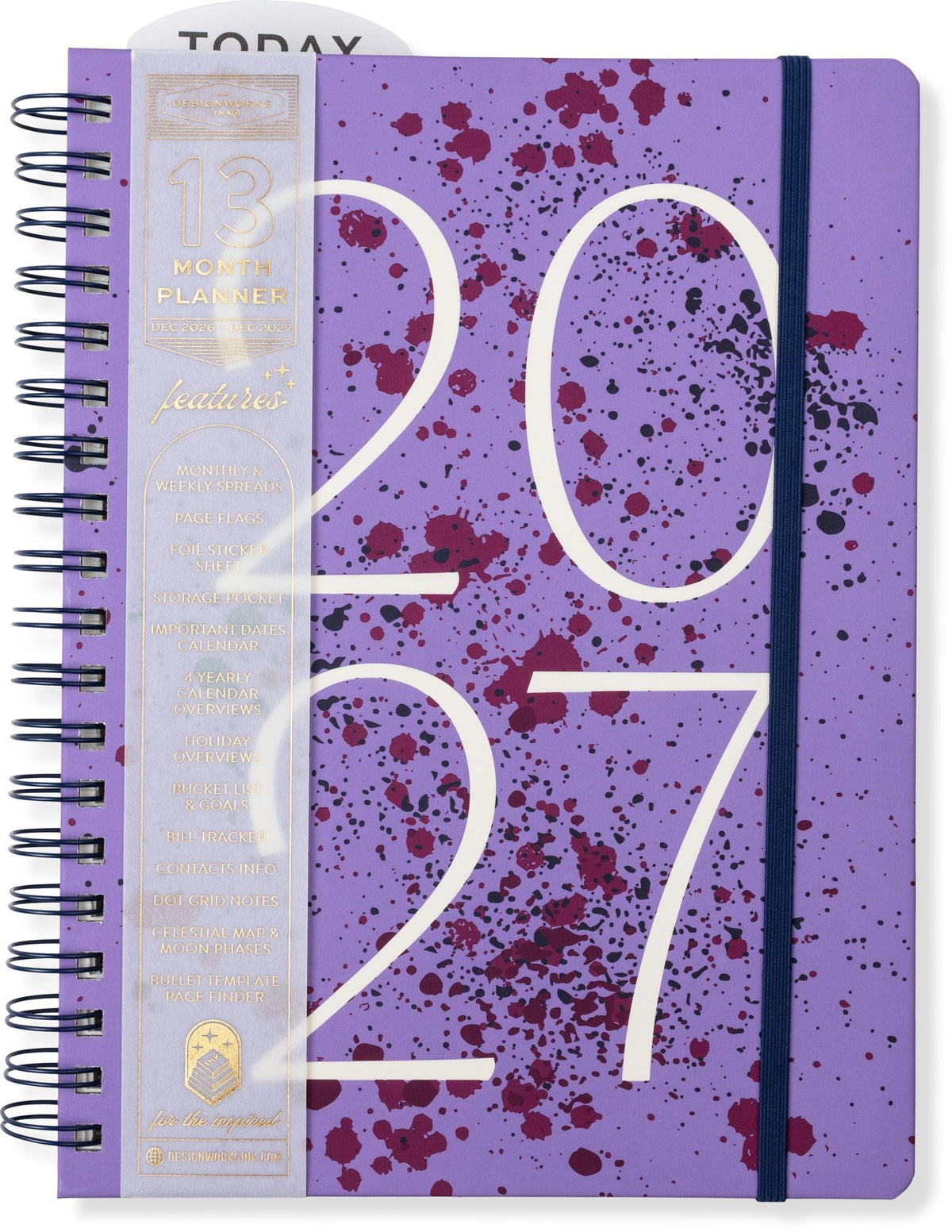 2027 Purple Paint Splatter Weekly Desk Planner
