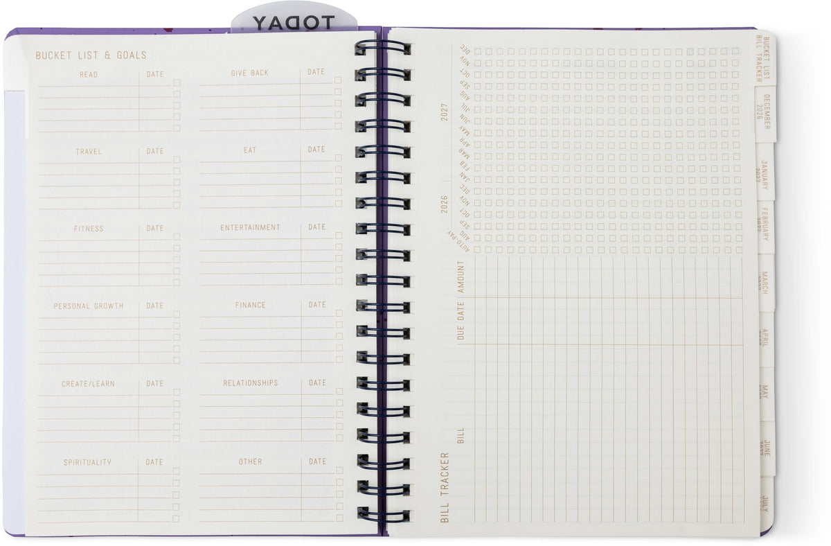 2027 Purple Paint Splatter Weekly Desk Planner