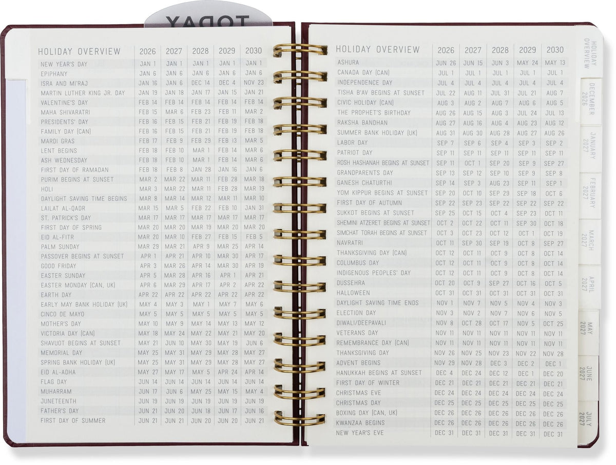 2027 Standard Issue Maroon Weekly Desk Planner