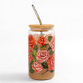 Roses Glass with Straw
