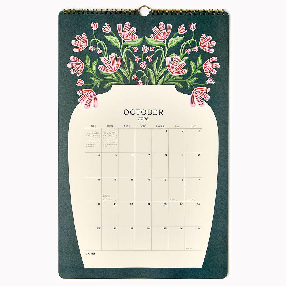 2026-2027 Paper Source Modern Vases Tall Wall Calendar
