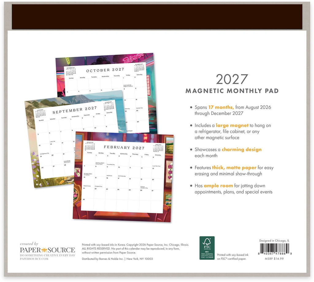 2026-2027 Paper Source Landscapes 17-Month Magnetic Calendar