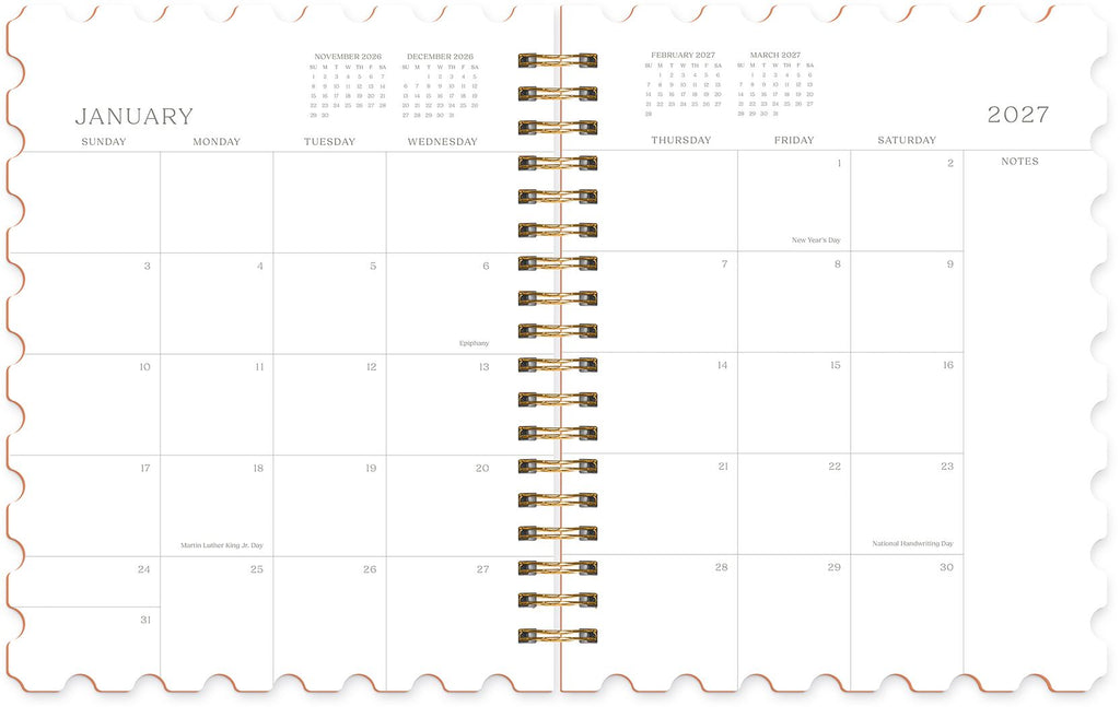 2027 Paper Source Orchid Stamps Die-Cut 12M Planner