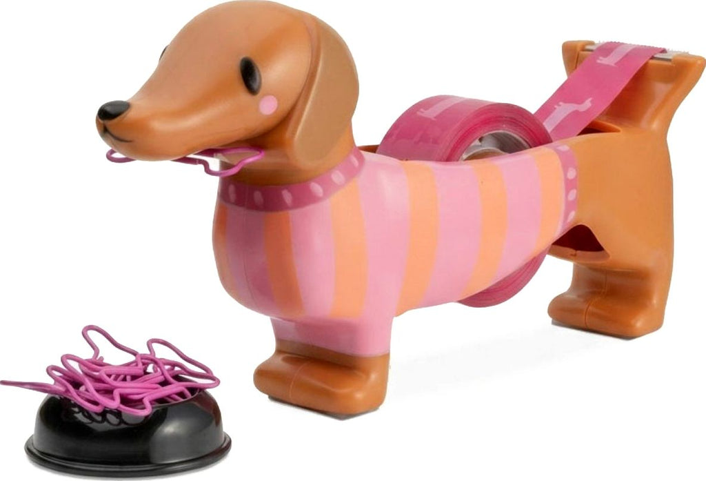 NPW Wiener Dog Tape Dispenser and Paper Clips