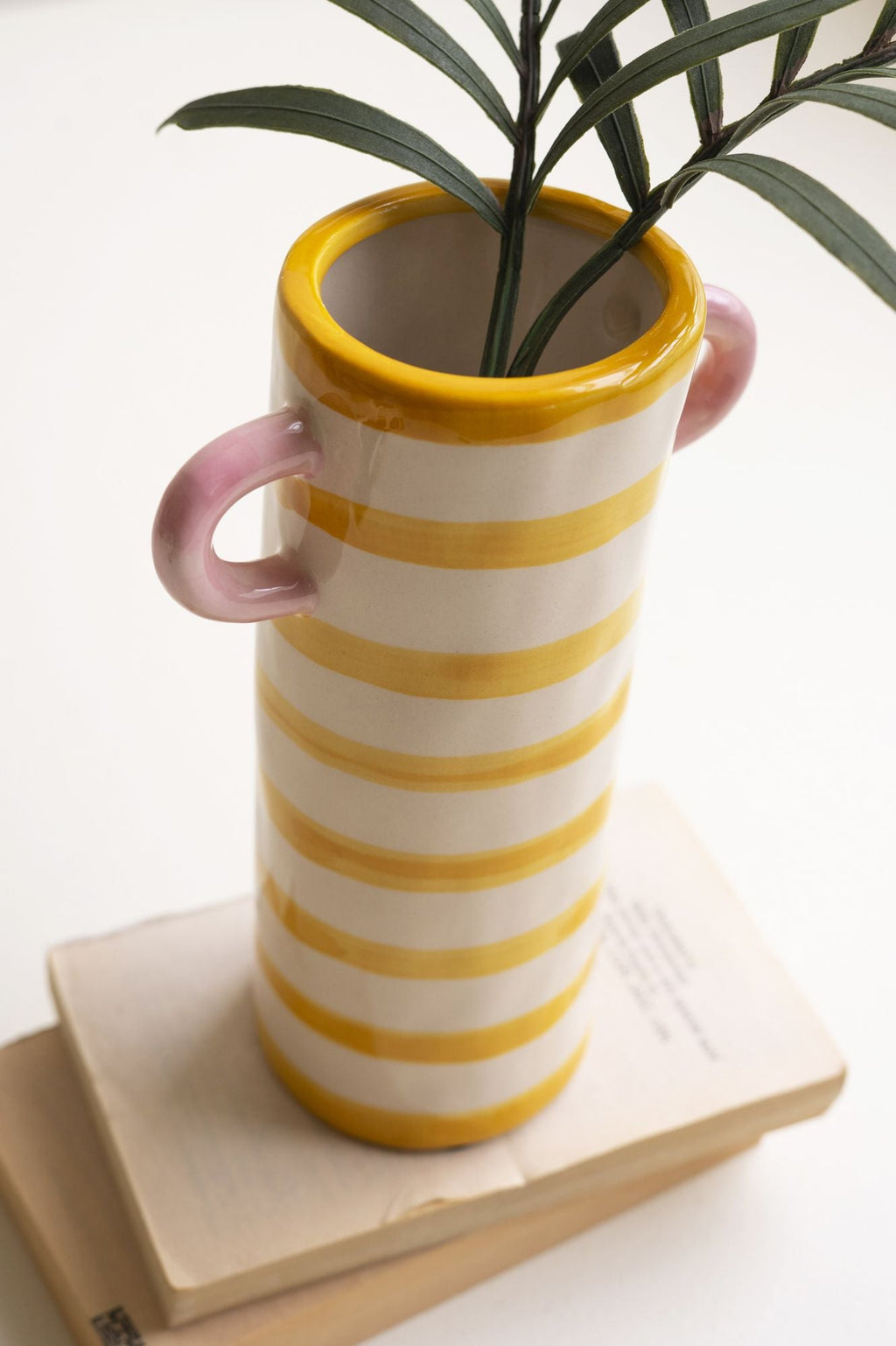 Yellow Stripe Ceramic Vase