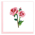 Quilled I Love You Long Stem Pink Roses Greeting Card