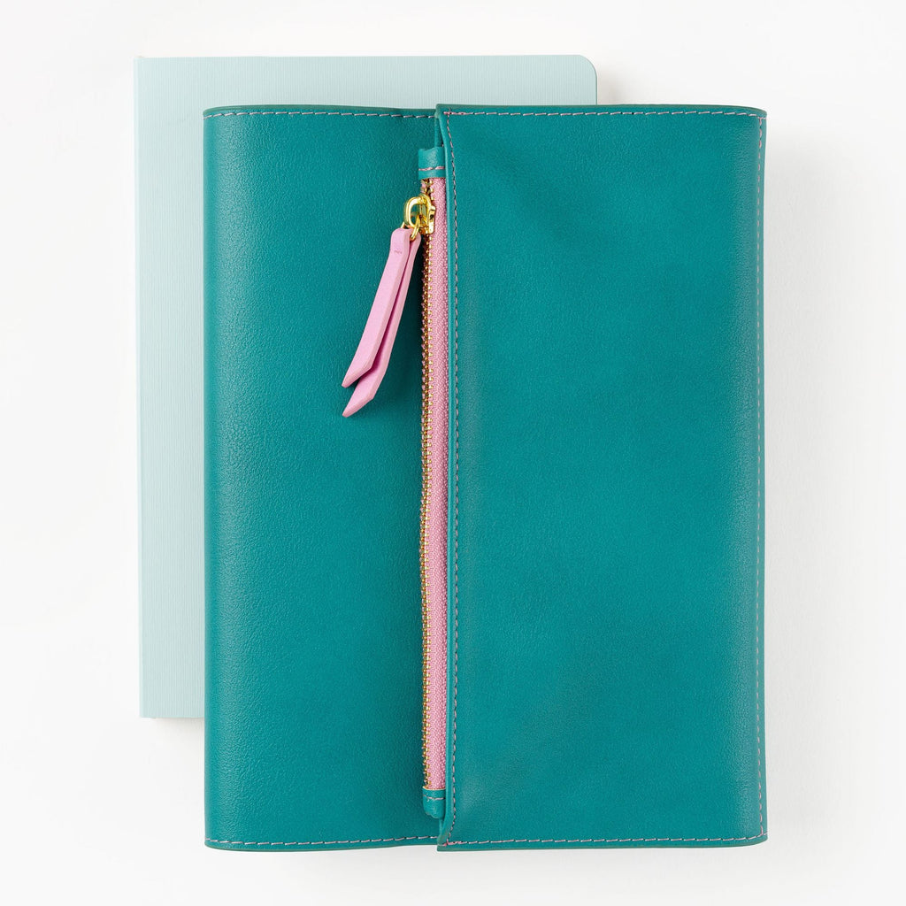 Paper Source A5 Journal Cover Clutch - Green/Pink