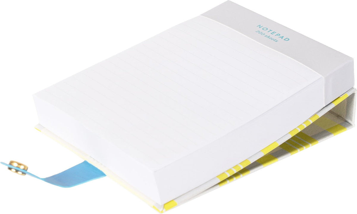 Neon Plaid Faux Leather Notepad w Snap Closure - Exclusive