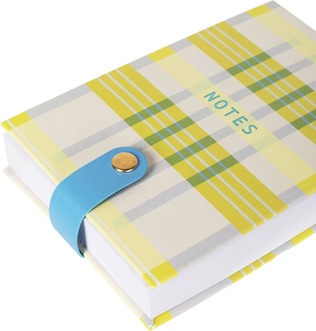 Neon Plaid Faux Leather Notepad w Snap Closure - Exclusive