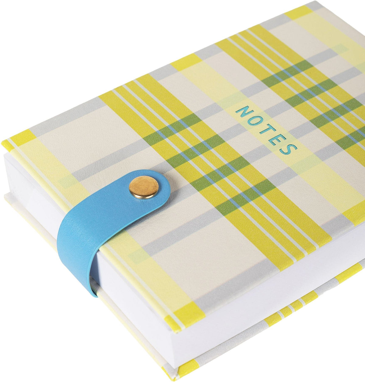 Neon Plaid Faux Leather Notepad w Snap Closure - Exclusive