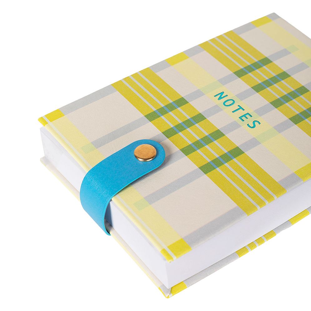 Neon Plaid Faux Leather Notepad w Snap Closure - Exclusive