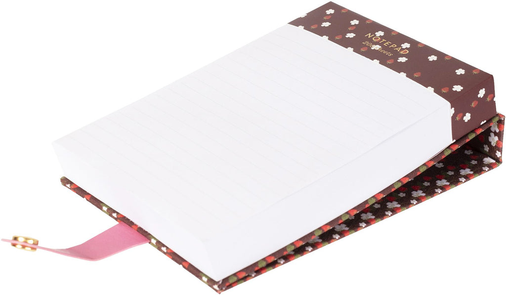 Strawberry Fields Book Cloth Notepad w Snap Closure - Exclusive