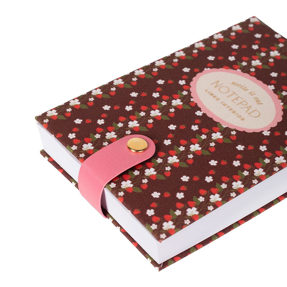 Strawberry Fields Book Cloth Notepad w Snap Closure - Exclusive