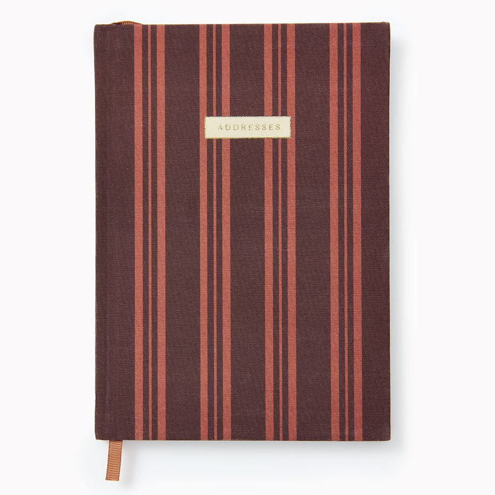 Choc Stripe Paper Wasp Bookcloth Address Book