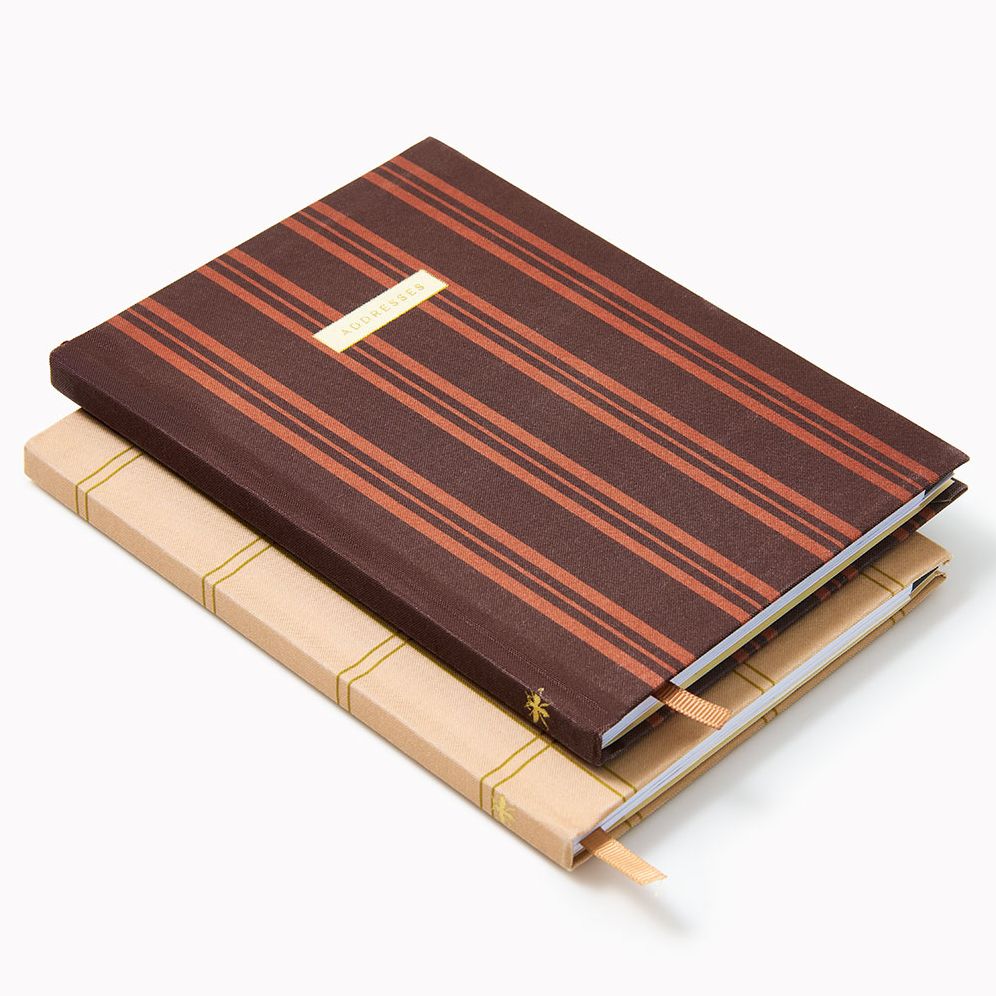 Choc Stripe Paper Wasp Bookcloth Address Book