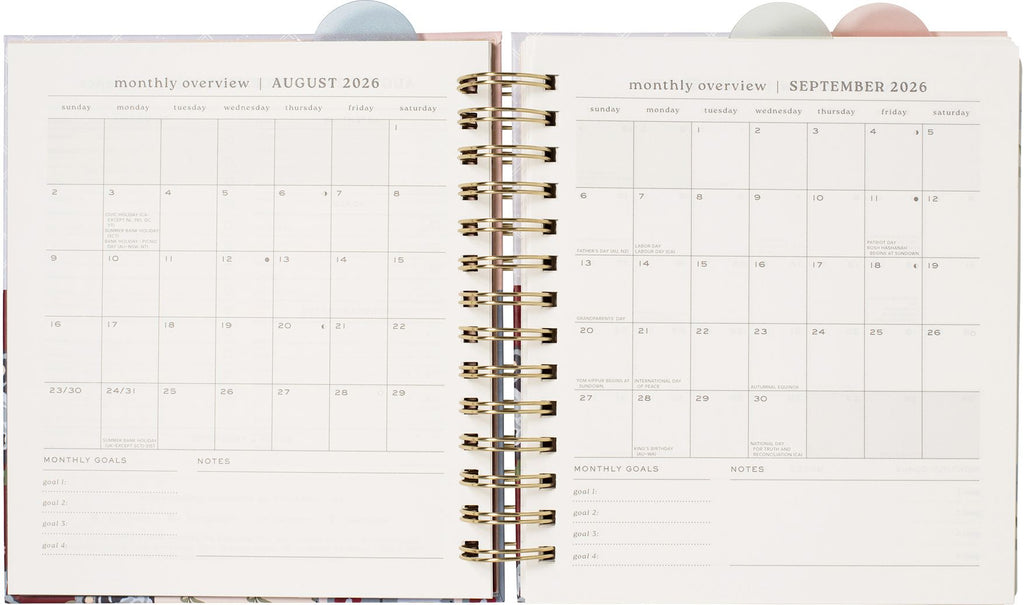 2026-2027 Quilted Cottage Weekly Desk Planner