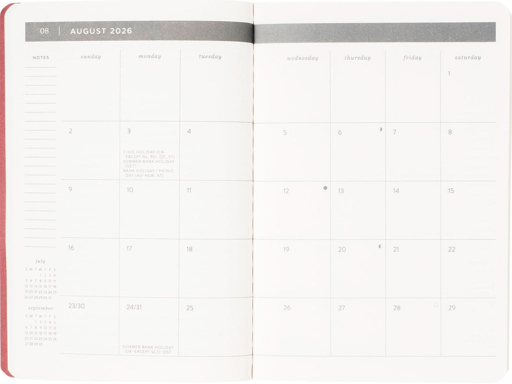 2026-2027 Romantic Birds Monthly Pocket Planner
