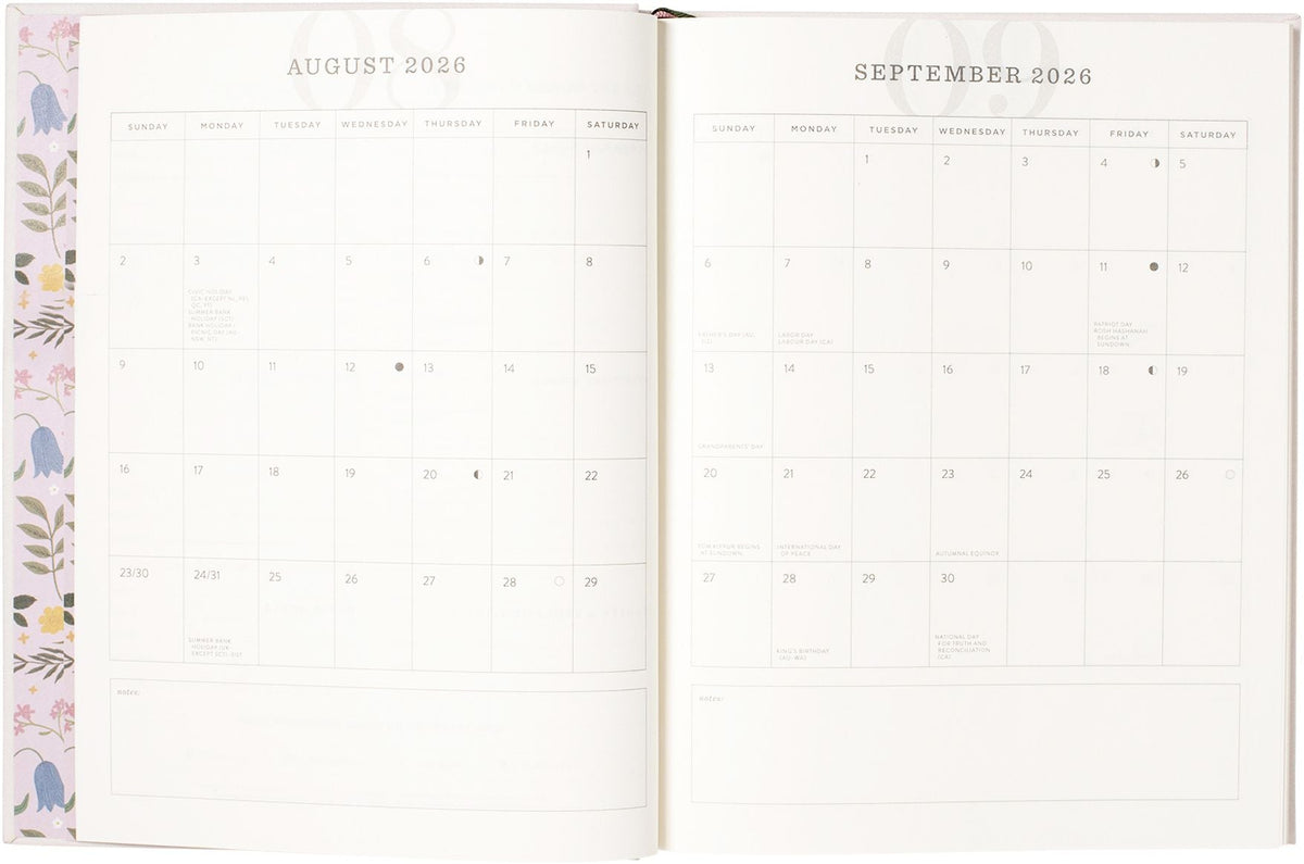 2026-2027 Storybook Flower Weekly Desk Planner