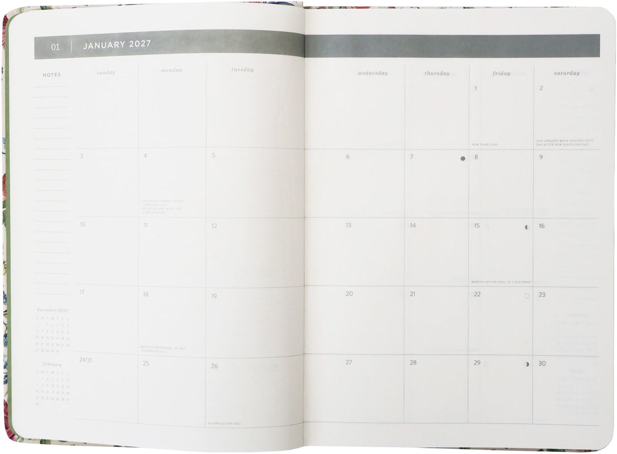 2027 Ivory Garden Monthly Desk Planner