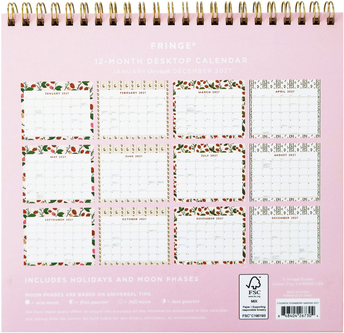 2027 Strawberry Gardens Desktop Calendar