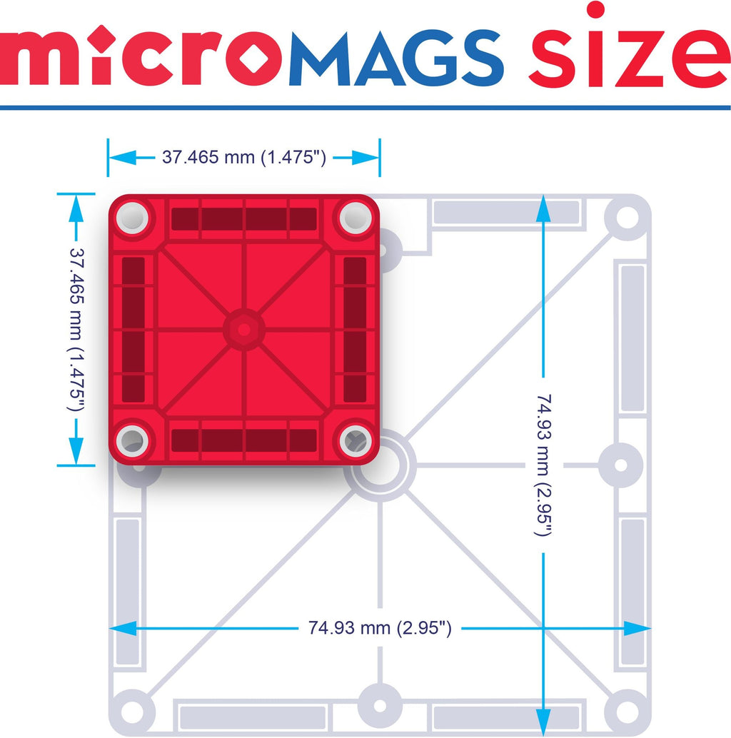 MAGNA-TILES microMAGS Travel Set, 26-Piece Magnetic Construction Set, The ORIGINAL Magnetic Building Brand