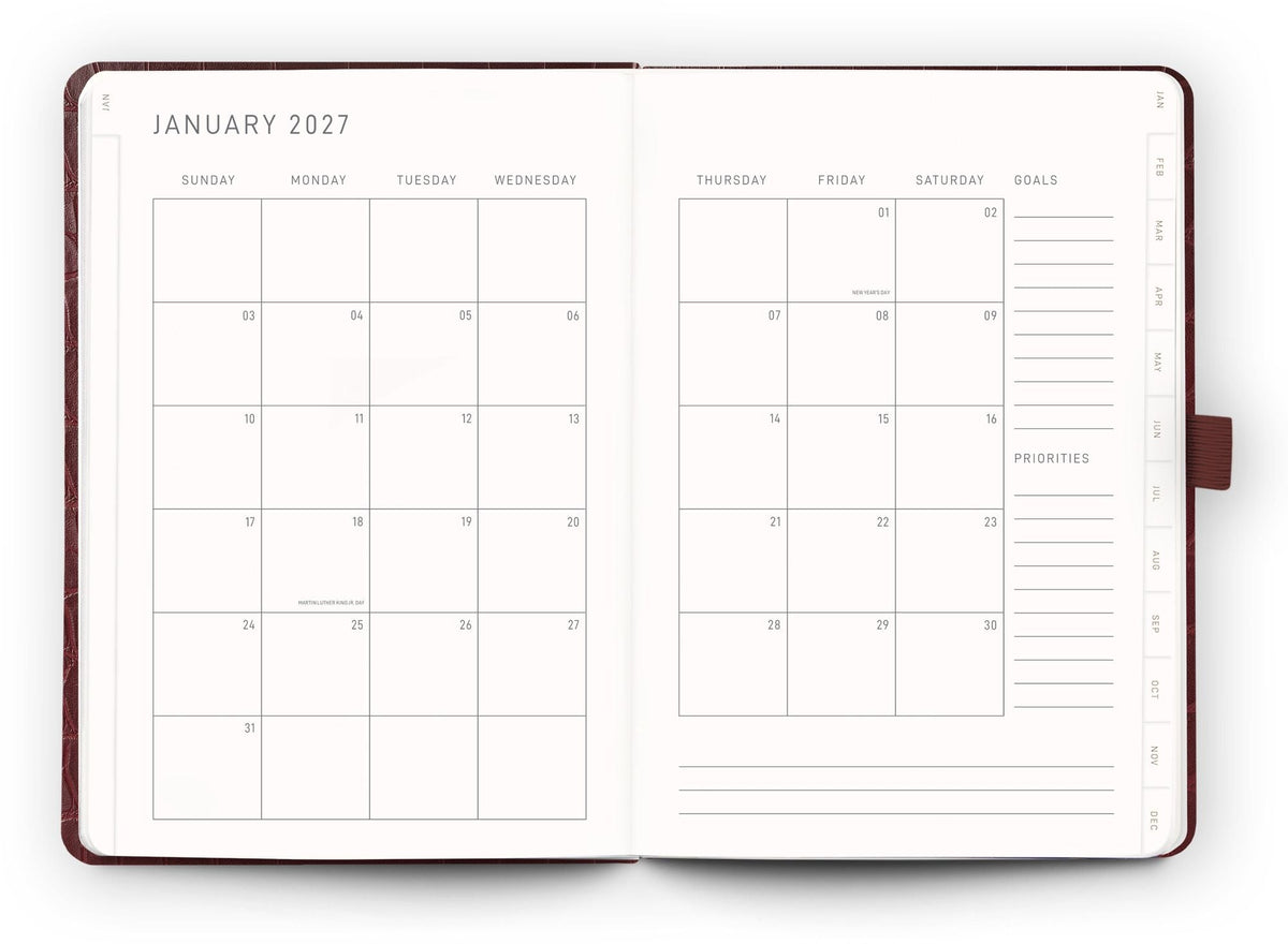 2027 Scribble & Dot - Bordeaux Croc - Week-to-View Planner