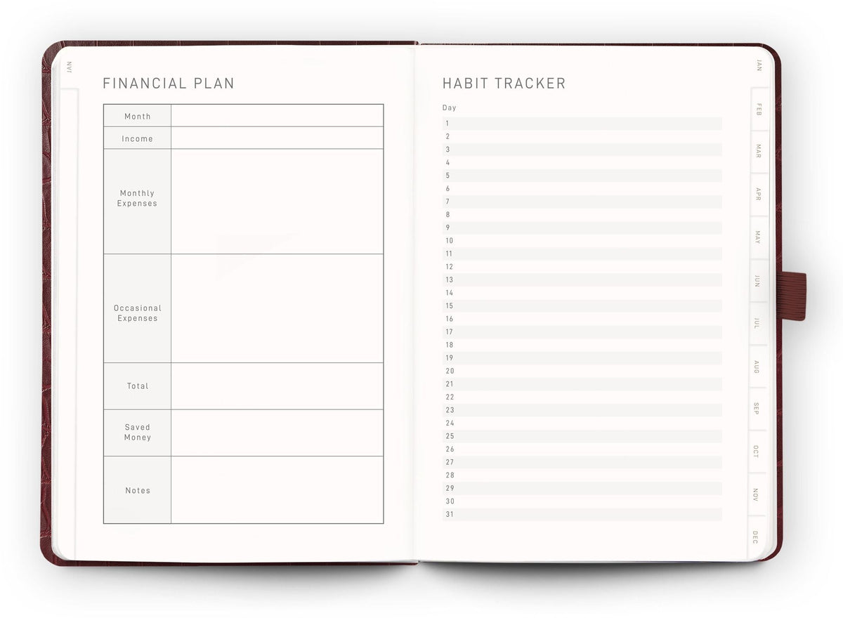 2027 Scribble & Dot - Bordeaux Croc - Week-to-View Planner