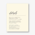 Contemporary Script Information Card