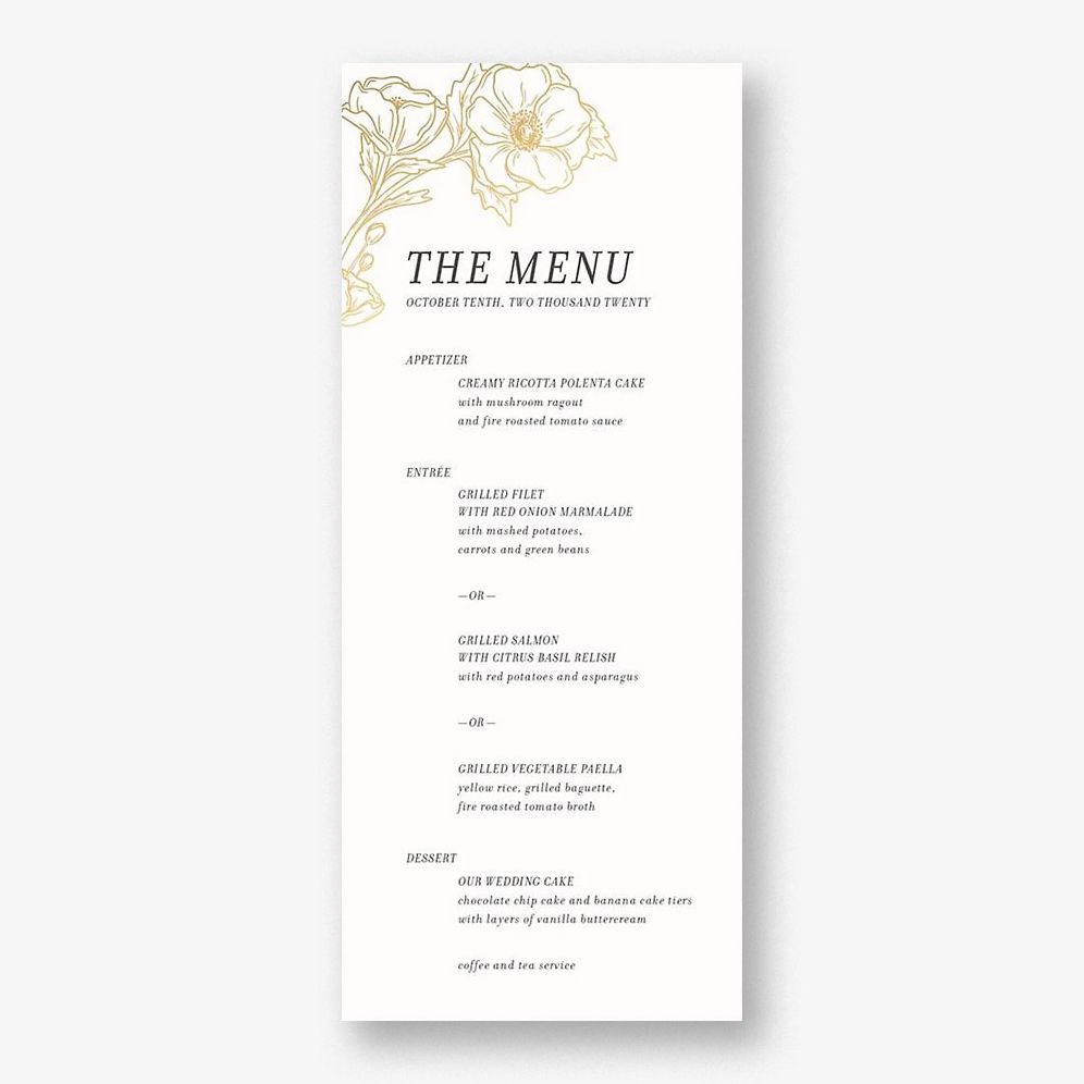 Gilt Floral Frame Menu