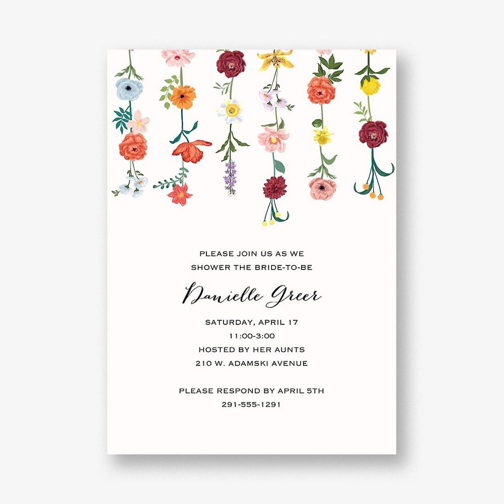 Hanging Florals Bridal Shower Invitation