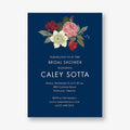 Vintage Floral On Navy Bridal Shower Invitation