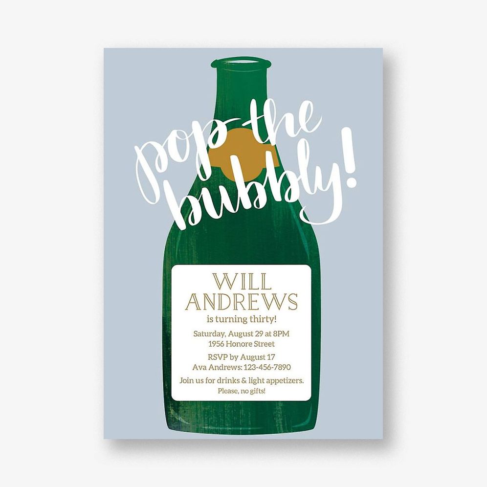 Pop the Bubbly Birthday Party Invitation