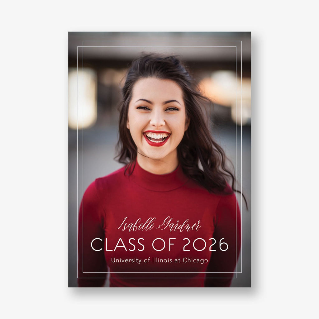 Foil Vertical Dual Border Graduation Announcement