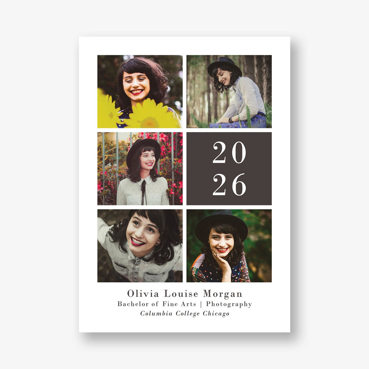 Multi Photo Grid Vertical Graduation Announcement