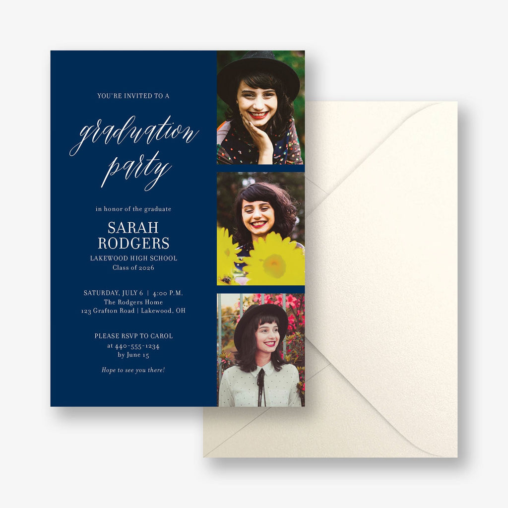Vertical Photo Grid Graduation Party Invitation